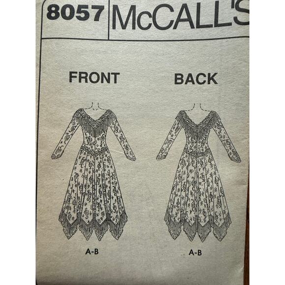 UC FF Vintage McCalls 8057 Alicyn Wedding Dress Western Cowgirl Sewing Pattern - Picture 4 of 7
